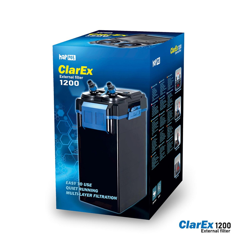 Filtr Zewnętrzny Kubełkowy ClarEx 1200l/h do Akwarium 300-500L Cichy